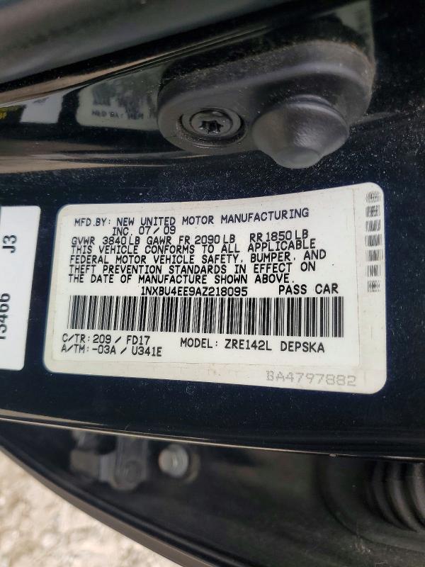 66076746 :رقم المزاد ، 1NXBU4EE9AZ218095 vin ، 2010 Toyota Corolla مزاد بيع