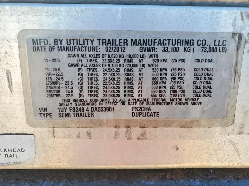 Aukcja sprzedaży 2013 Utility Trailer Trailers, vin: 1UYFS2484DA553901, numer aukcji: 62818216