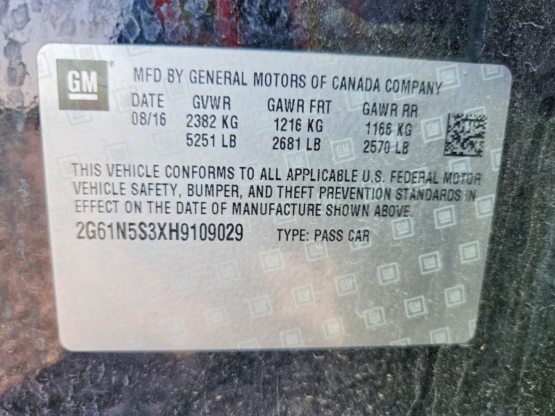 2017 Cadillac Xts მანქანა იყიდება აუქციონზე, vin: 2G61N5S3XH9109029, აუქციონის ნომერი: 66302536