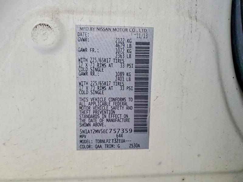 Продажа на аукционе авто 2014 Nissan Rogue, vin: 5N1AT2MV5EC757359, номер лота: 65838636
