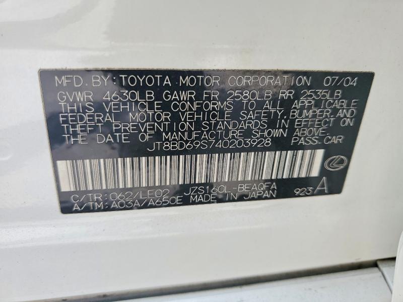 Продаж на аукціоні авто 2004 Lexus Gs, vin: JT8BD69S740203928, номер лоту: 65039006