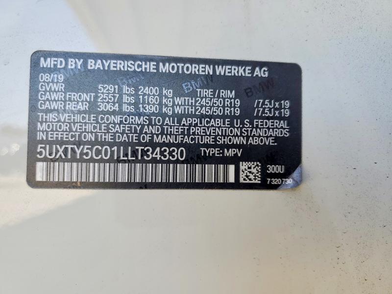 Auction sale of the 2020 Bmw X3, vin: 5UXTY5C01LLT34330, lot number: 64494766