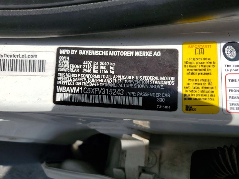 64513116 :رقم المزاد ، WBAVM1C5XFV315243 vin ، 2015 Bmw X1 مزاد بيع