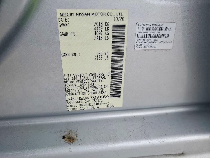Продажа на аукционе авто 2021 Nissan Altima, vin: 1N4BL4DW5MN309869, номер лота: 63262776