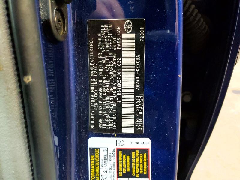 Продаж на аукціоні авто 2007 Toyota Camry, vin: 4T1BB46K57U011822, номер лоту: 66110016