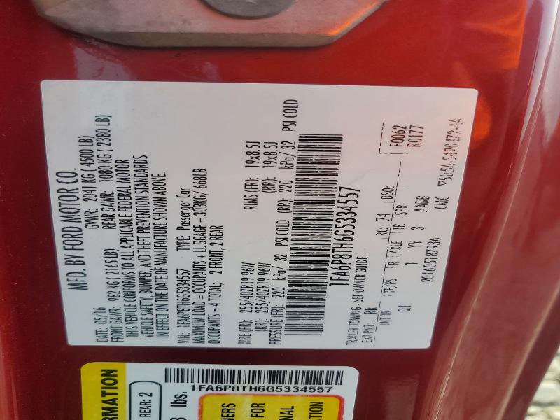 Aukcja sprzedaży 2016 Ford Mustang, vin: 1FA6P8TH6G5334557, numer aukcji: 64500306