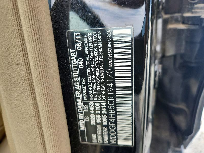 Aukcja sprzedaży 2012 Mercedes-benz C, vin: WDDGF4HB5CR194170, numer aukcji: 63195966
