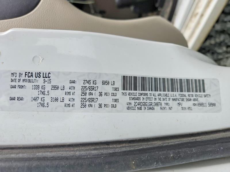 Aukcja sprzedaży 2016 Dodge Grand Caravan, vin: 2C4RDGBG1GR130870, numer aukcji: 65021966