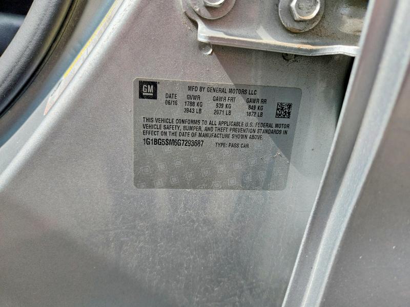 Продажа на аукционе авто 2016 Chevrolet Cruze, vin: 1G1BG5SM6G7293687, номер лота: 66975076