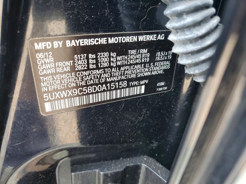 63775446 :رقم المزاد ، 5UXWX9C58D0A15158 vin ، 2013 Bmw X3 مزاد بيع