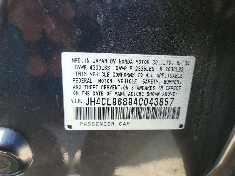 61278366 :رقم المزاد ، JH4CL96894C043857 vin ، 2004 Acura Tsx مزاد بيع