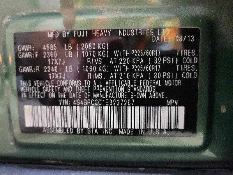 Aukcja sprzedaży 2014 Subaru Outback, vin: 4S4BRCCC1E3227267, numer aukcji: 65281066