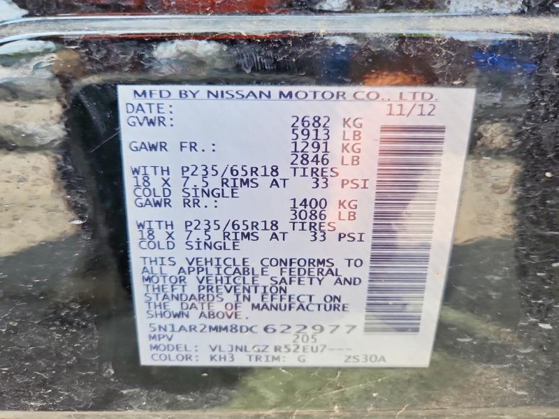 Продаж на аукціоні авто 2013 Nissan Pathfinder, vin: 5N1AR2MM8DC622977, номер лоту: 66135986