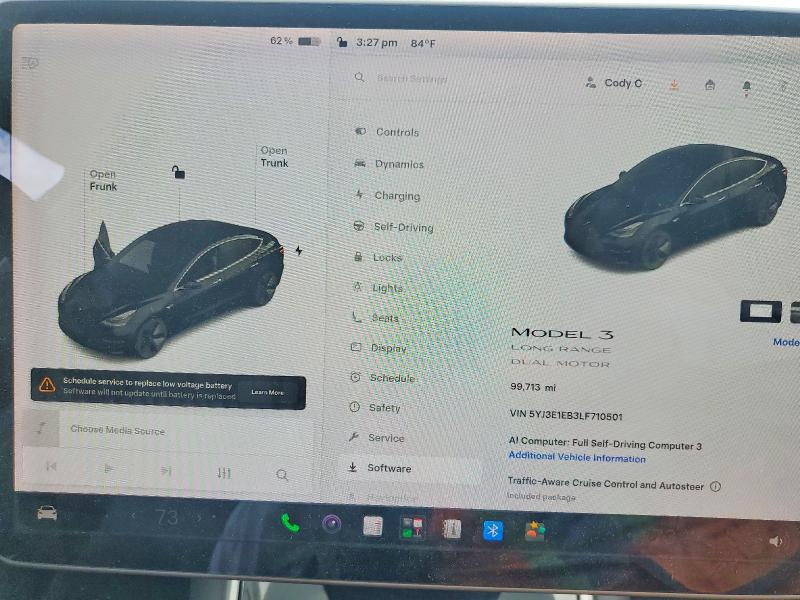 Aukcja sprzedaży 2020 Tesla Model 3, vin: 5YJ3E1EB3LF710501, numer aukcji: 64063026