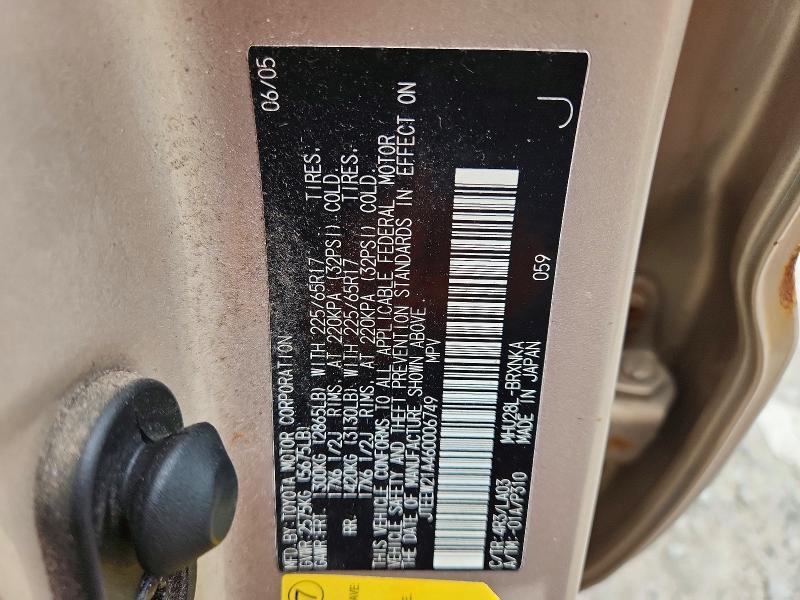 Продаж на аукціоні авто 2006 Toyota Highlander, vin: JTEEW21A460006749, номер лоту: 64361236