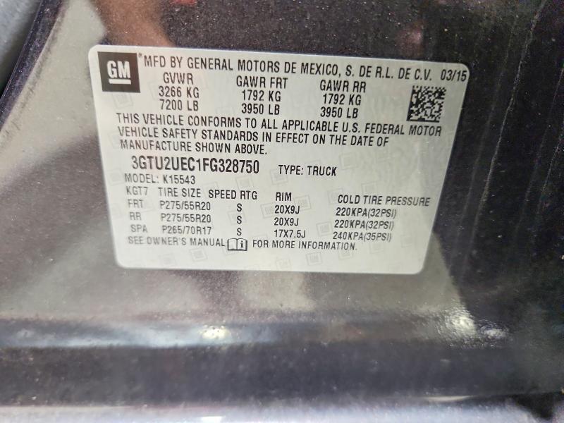 2015 Gmc Sierra მანქანა იყიდება აუქციონზე, vin: 3GTU2UEC1FG328750, აუქციონის ნომერი: 61472306