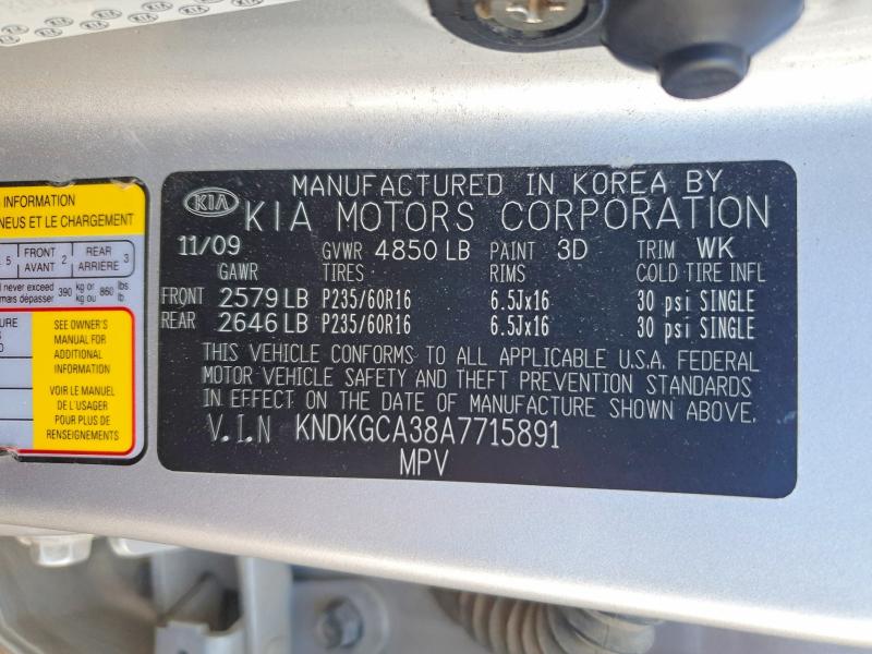 Aukcja sprzedaży 2010 Kia Sportage, vin: KNDKGCA38A7715891, numer aukcji: 66809346