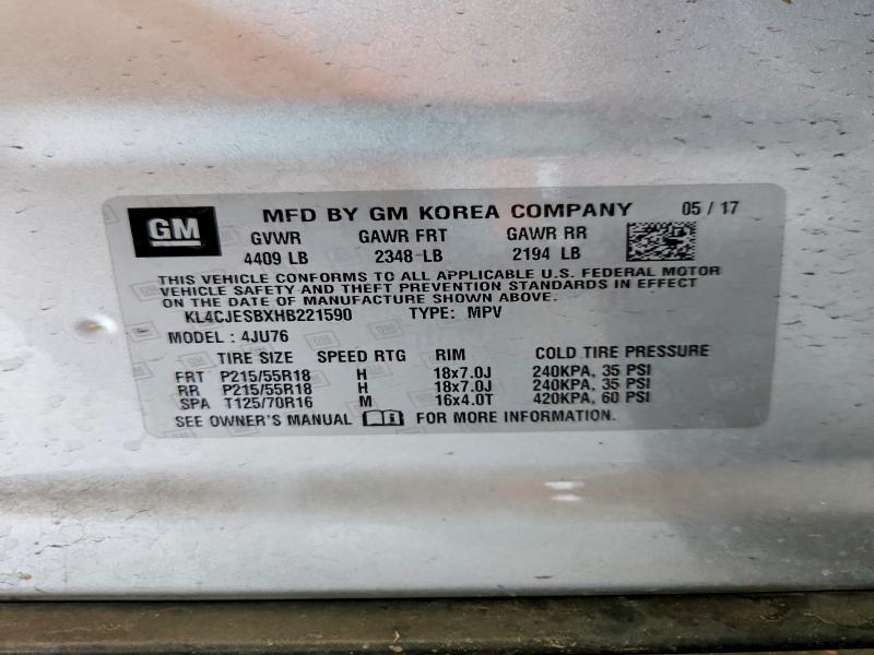 Продаж на аукціоні авто 2017 Buick Encore, vin: KL4CJESBXHB221590, номер лоту: 67190136