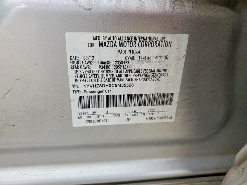 65207176 :رقم المزاد ، 1YVHZ8DH0C5M35528 vin ، 2012 Mazda 6 مزاد بيع