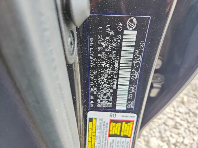 2025 Lexus Es 300h მანქანა იყიდება აუქციონზე, vin: 58ADA1C11SU060832, აუქციონის ნომერი: 66287486