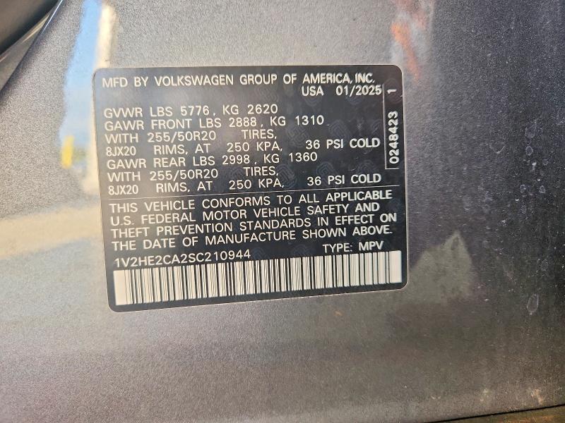 Продаж на аукціоні авто 2025 Volkswagen Atlas Cross Sport, vin: 1V2HE2CA2SC210944, номер лоту: 66250536