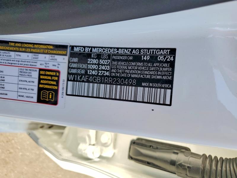 Продаж на аукціоні авто 2024 Mercedes-benz C, vin: W1KAF4GB1RR230498, номер лоту: 64603086