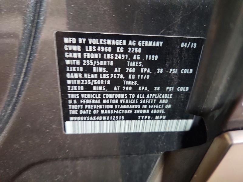 63710106 :رقم المزاد ، WVGBV3AX4DW612515 vin ، 2013 Volkswagen Tiguan مزاد بيع