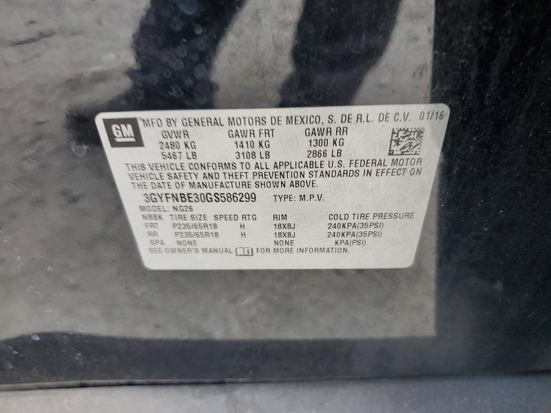 63886426 :رقم المزاد ، 3GYFNBE30GS586299 vin ، 2016 Cadillac Srx مزاد بيع
