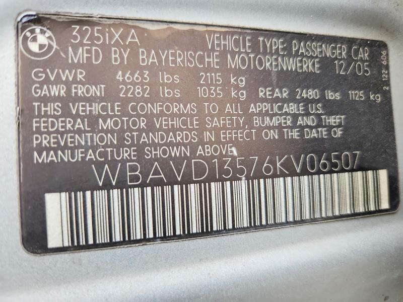 Aukcja sprzedaży 2006 Bmw 325, vin: WBAVD13576KV06507, numer aukcji: 65015366