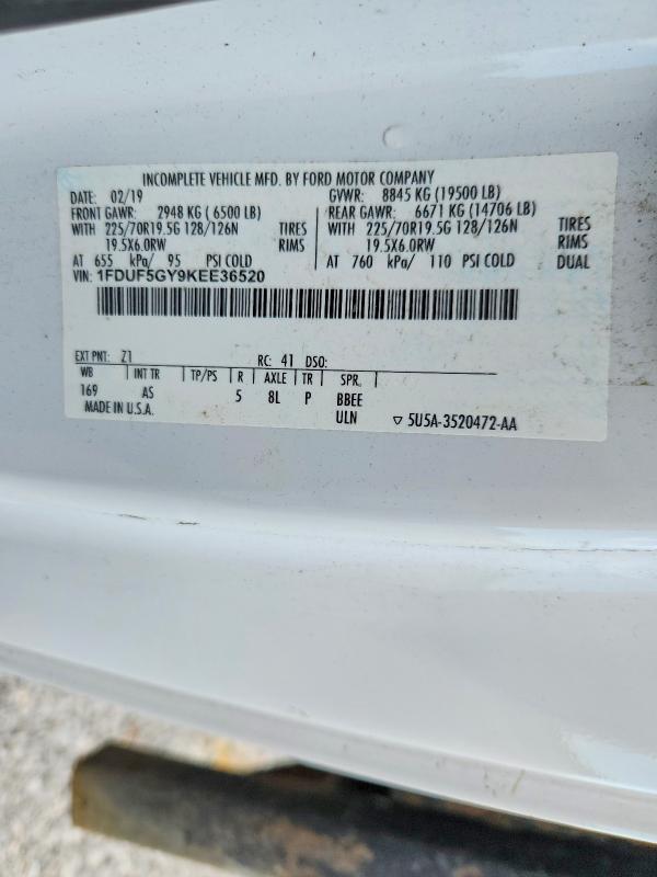 Продаж на аукціоні авто 2019 Ford F550, vin: 1FDUF5GY9KEE36520, номер лоту: 63496806