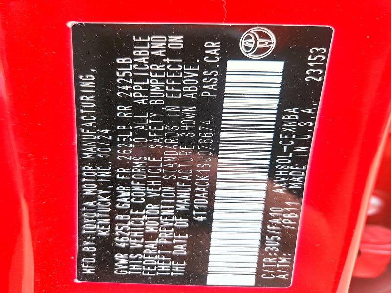 Aukcja sprzedaży 2025 Toyota Camry, vin: 4T1DAACK1SU076674, numer aukcji: 66095946
