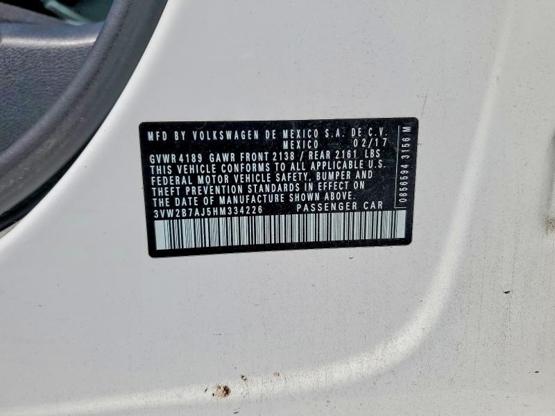 Продажа на аукционе авто 2017 Volkswagen Jetta, vin: 3VW2B7AJ5HM334226, номер лота: 66647436