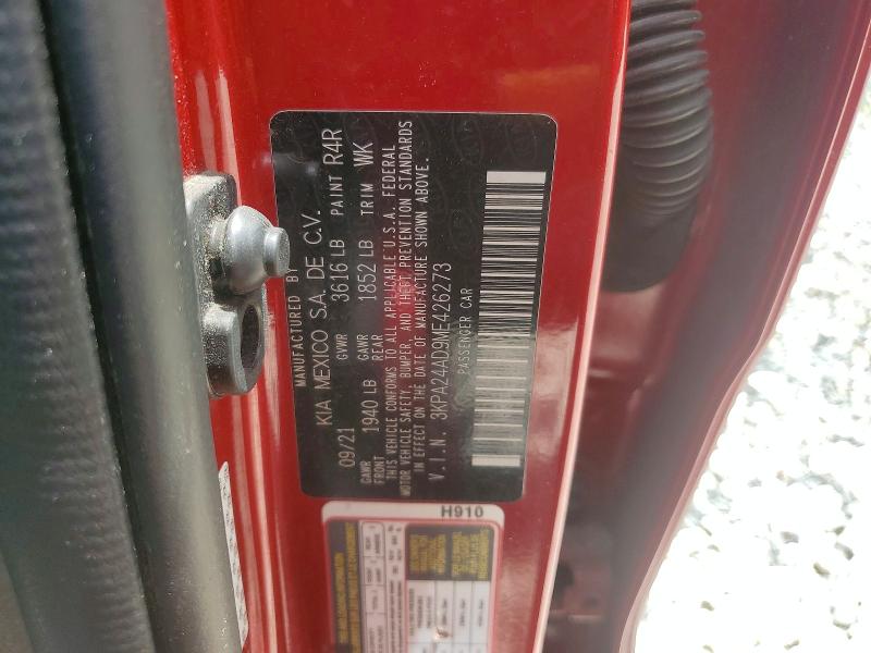 2021 Kia Rio მანქანა იყიდება აუქციონზე, vin: 3KPA24AD9ME426273, აუქციონის ნომერი: 63352366