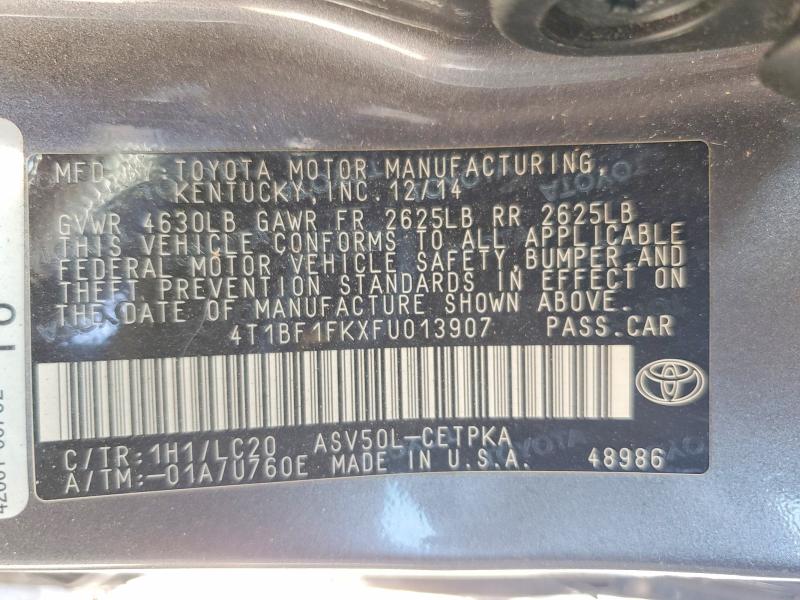 Продажа на аукционе авто 2015 Toyota Camry, vin: 4T1BF1FKXFU013907, номер лота: 64244046