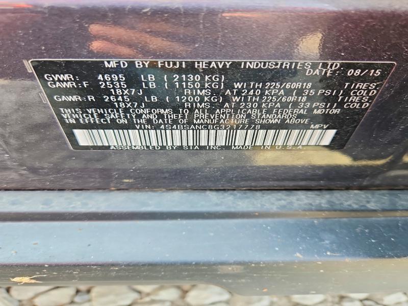 Aukcja sprzedaży 2016 Subaru Outback, vin: 4S4BSANC8G3217778, numer aukcji: 64049896