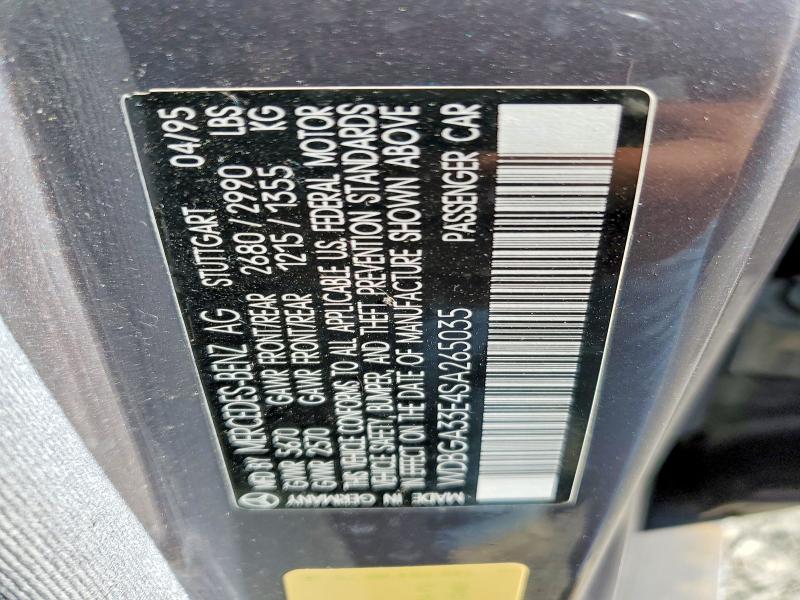 1995 Mercedes-benz S მანქანა იყიდება აუქციონზე, vin: WDBGA33E4SA265035, აუქციონის ნომერი: 65002656