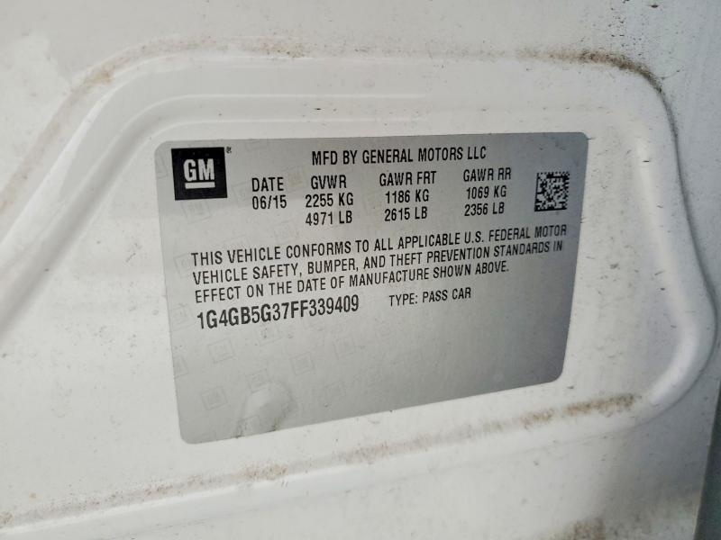 2015 Buick Lacrosse მანქანა იყიდება აუქციონზე, vin: 1G4GB5G37FF339409, აუქციონის ნომერი: 65506266