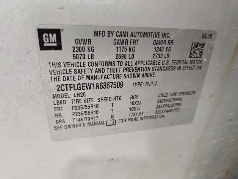 Aukcja sprzedaży 2010 Gmc Terrain, vin: 2CTFLGEW1A6367509, numer aukcji: 63614566