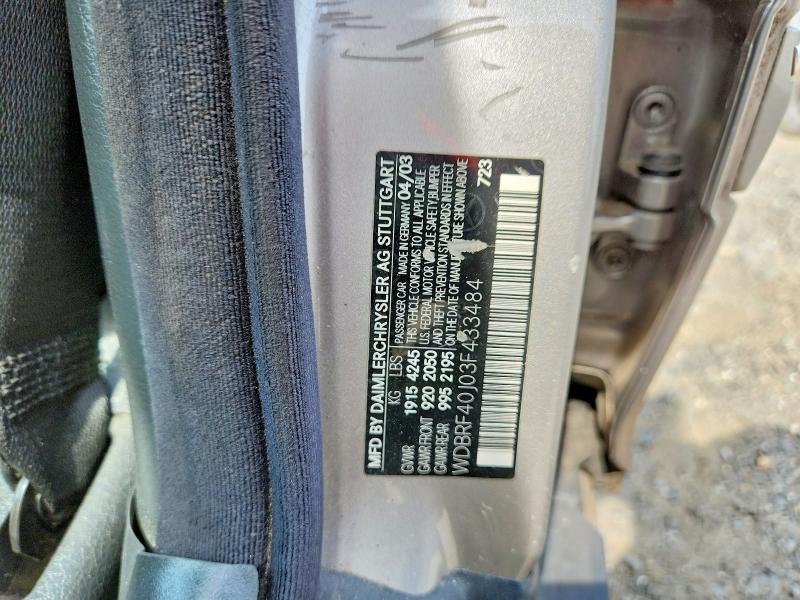 66052616 :رقم المزاد ، WDBRF40J03F433484 vin ، 2003 Mercedes-benz C مزاد بيع