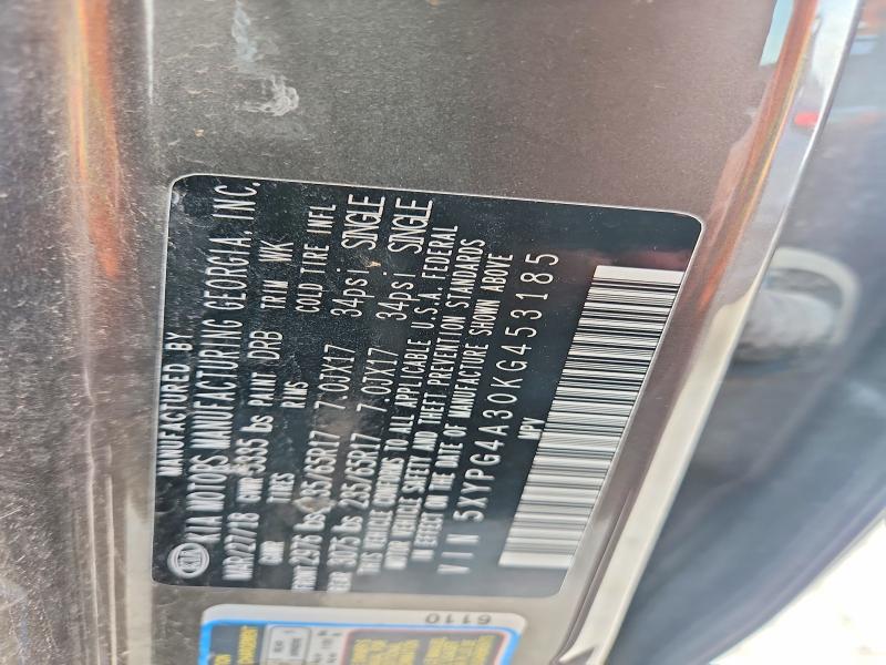 Aukcja sprzedaży 2019 Kia Sorento, vin: 5XYPG4A30KG453185, numer aukcji: 64210806