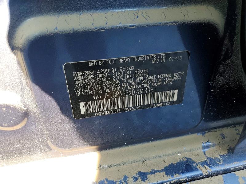 Продажа на аукционе авто 2013 Subaru Impreza, vin: JF1GPAS6XD2843351, номер лота: 62073656