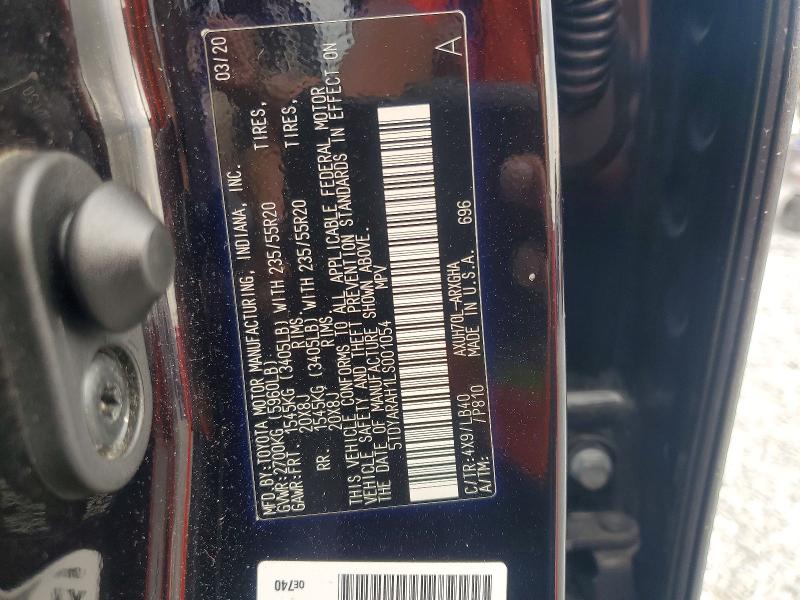 66540566 :رقم المزاد ، 5TDYARAH1LS001054 vin ، 2020 Toyota Highlander Hybrid مزاد بيع