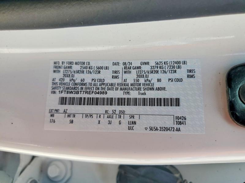 64616876 :رقم المزاد ، 1FT8W3BT7REF04989 vin ، 2024 Ford F350 مزاد بيع