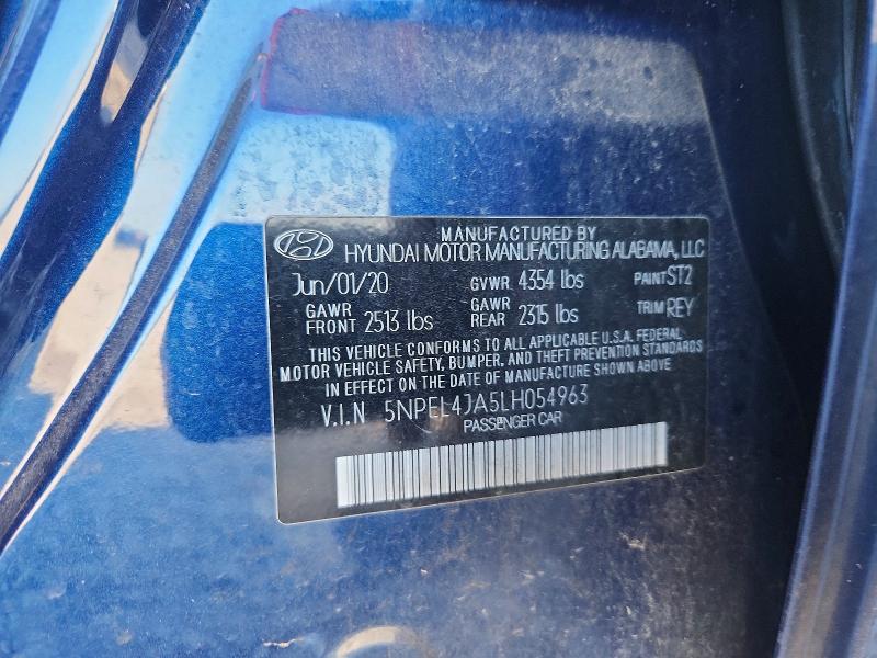 66270766 :رقم المزاد ، 5NPEL4JA5LH054963 vin ، 2020 Hyundai Sonata مزاد بيع