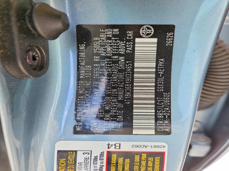 63755266 :رقم المزاد ، 4T1BK36B19U334651 vin ، 2009 Toyota Avalon مزاد بيع