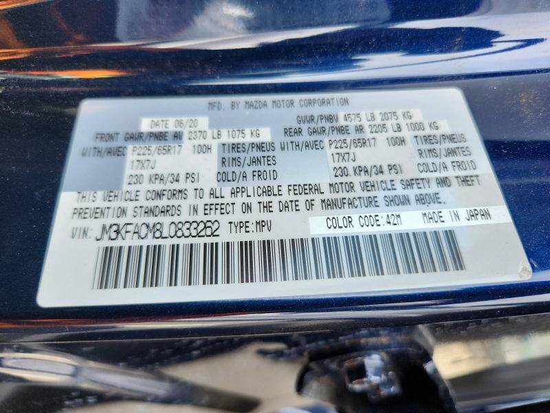 66320746 :رقم المزاد ، JM3KFACM8L0833262 vin ، 2020 Mazda Cx-5 مزاد بيع
