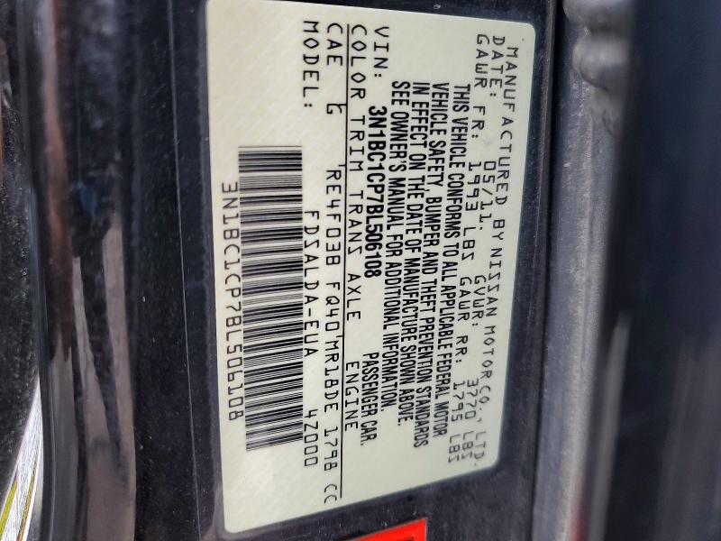 2011 Nissan Versa მანქანა იყიდება აუქციონზე, vin: 3N1BC1CP7BL506108, აუქციონის ნომერი: 64060596