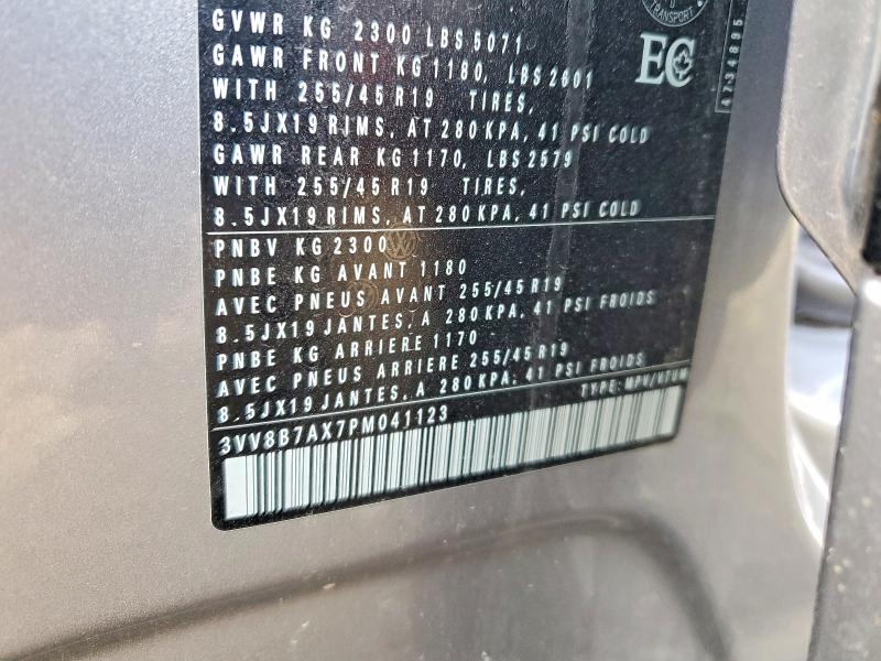 63106436 :رقم المزاد ، 3VV8B7AX7PM041123 vin ، 2023 Volkswagen Tiguan مزاد بيع