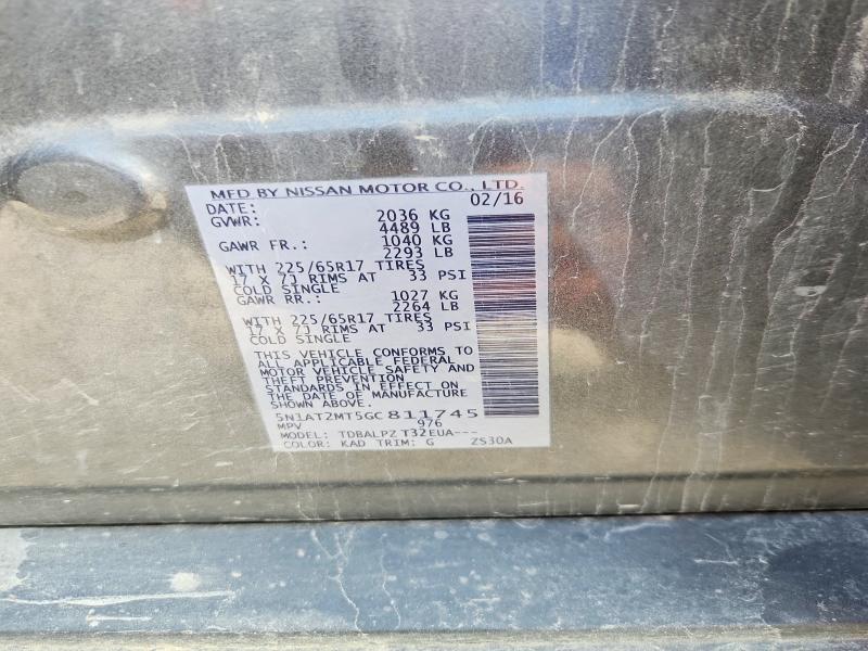 Продажа на аукционе авто 2016 Nissan Rogue, vin: 5N1AT2MT5GC811745, номер лота: 64044506