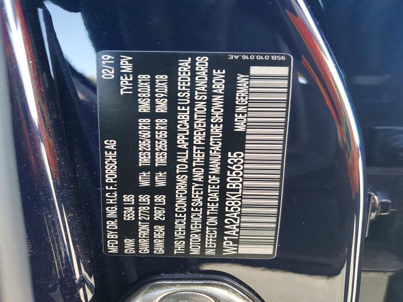 65734686 :رقم المزاد ، WP1AA2A58KLB05635 vin ، 2019 Porsche Macan مزاد بيع